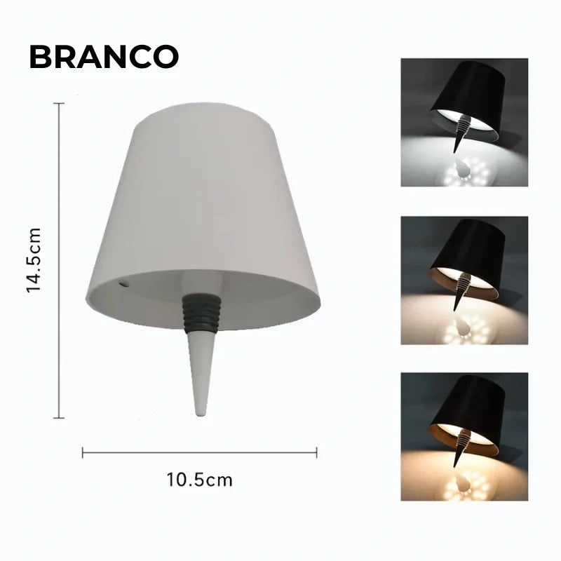 Cúpula LED Recarregável para Garrafas – Toque Inteligente, 3 Cores e Brilho Ajustável
